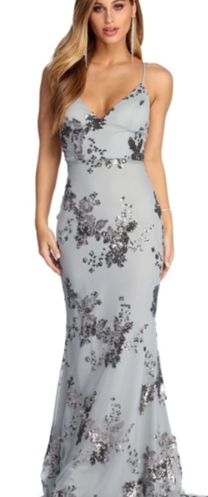 grey mermaid fit sequin dress